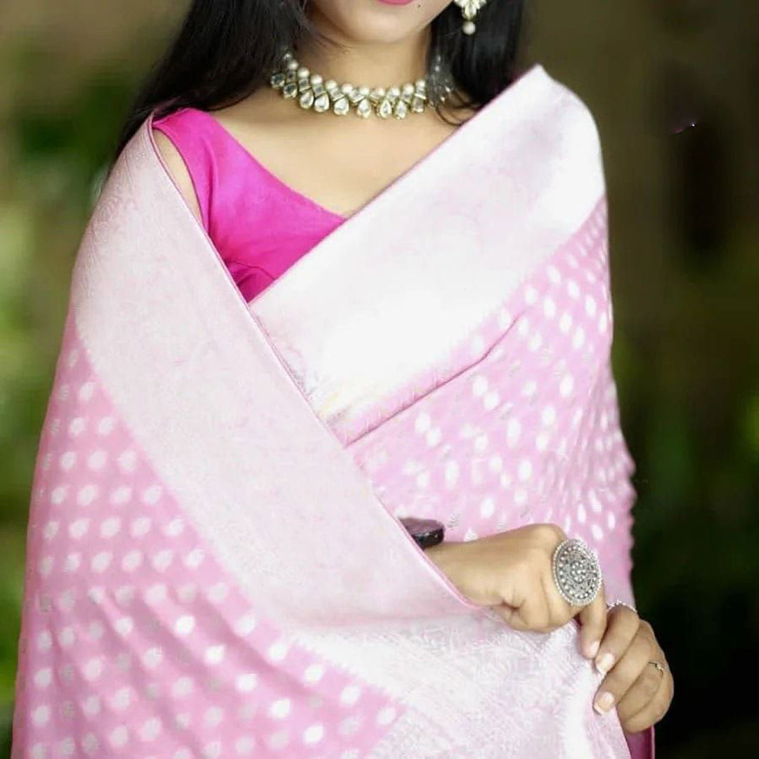 Pink Color Pure Georgette Silk Handloom Saree