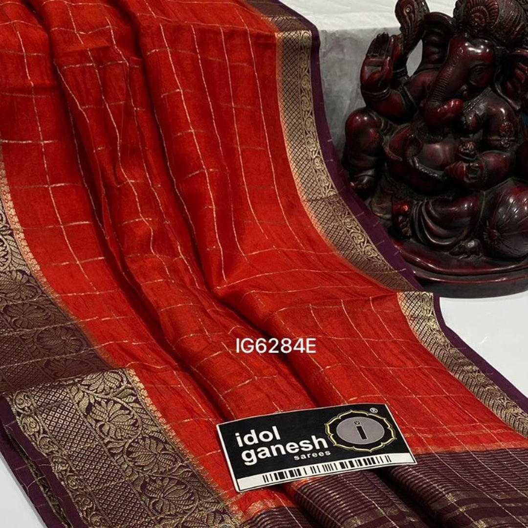 Red Color Silk Weaving Border Work Saree