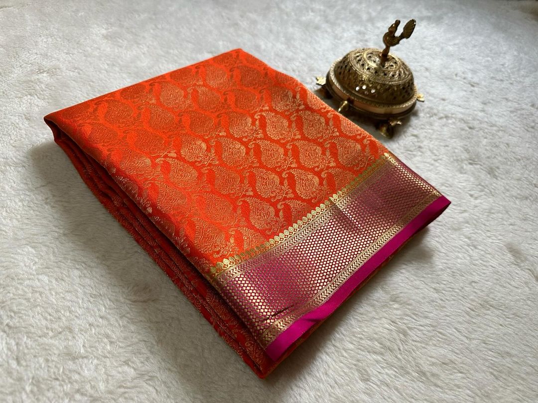 Heavy Zari Work Mysore Saree In Pure Soft Brocade Silk