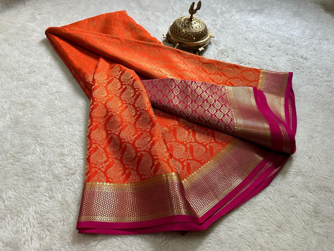 Heavy Zari Work Mysore Saree In Pure Soft Brocade Silk