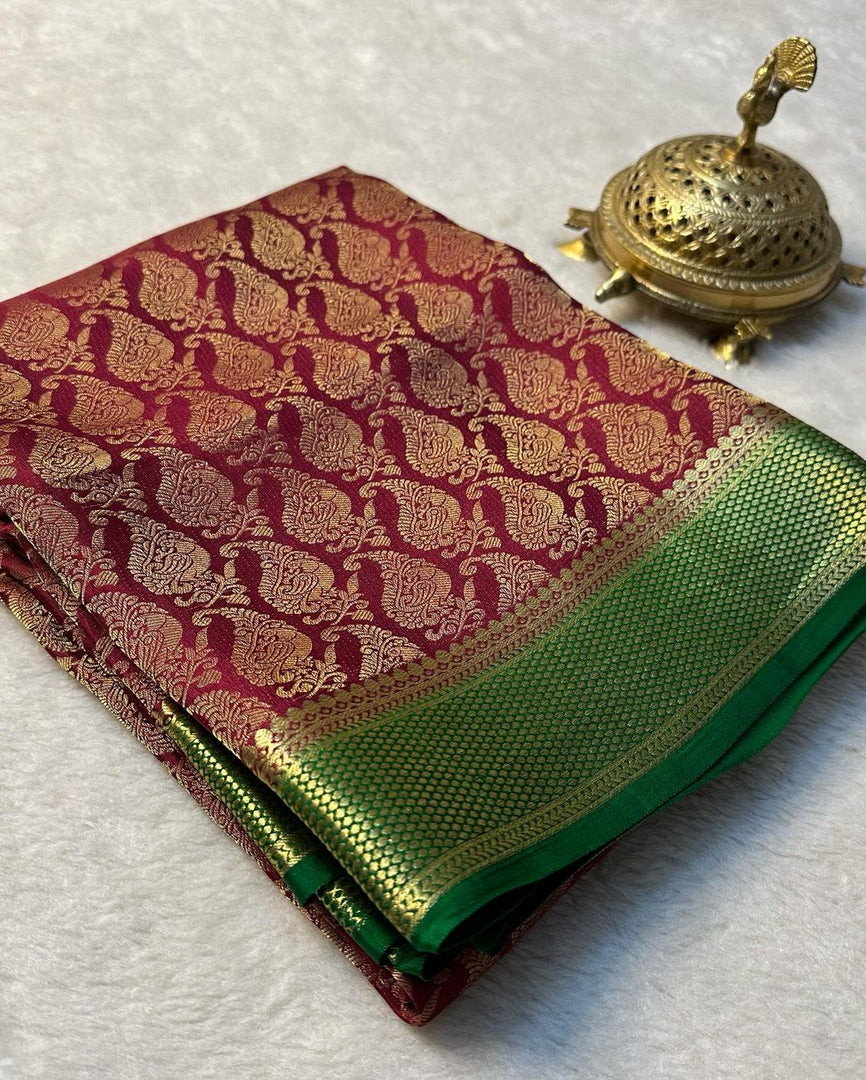 Mysore Pure Silk Brocade Saree With Luxurious Zari Craftsmanship