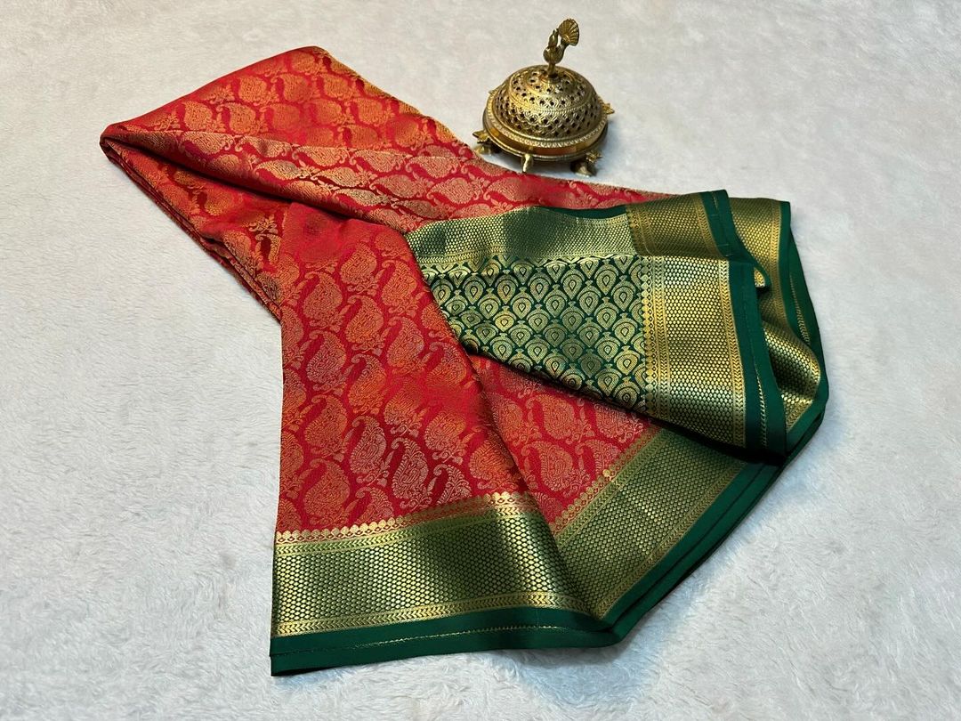 Traditional Pure Mysore Silk Saree Brocade Weave And Heavy Zari Work