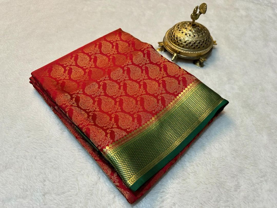 Traditional Pure Mysore Silk Saree Brocade Weave And Heavy Zari Work