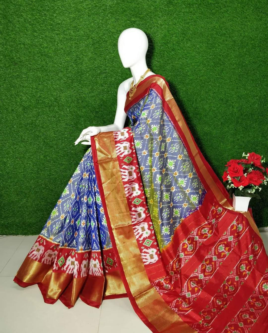 Modern Traditional Pochampally Print Digital Soft Silk Saree With Fancy Blouse Combo