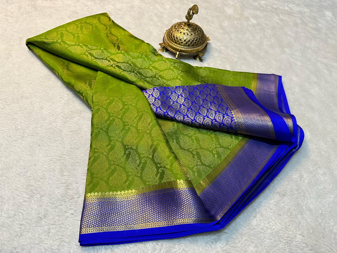 Pure Brocade Mysore Saree Elegant Soft Silk With Rich Zari Design