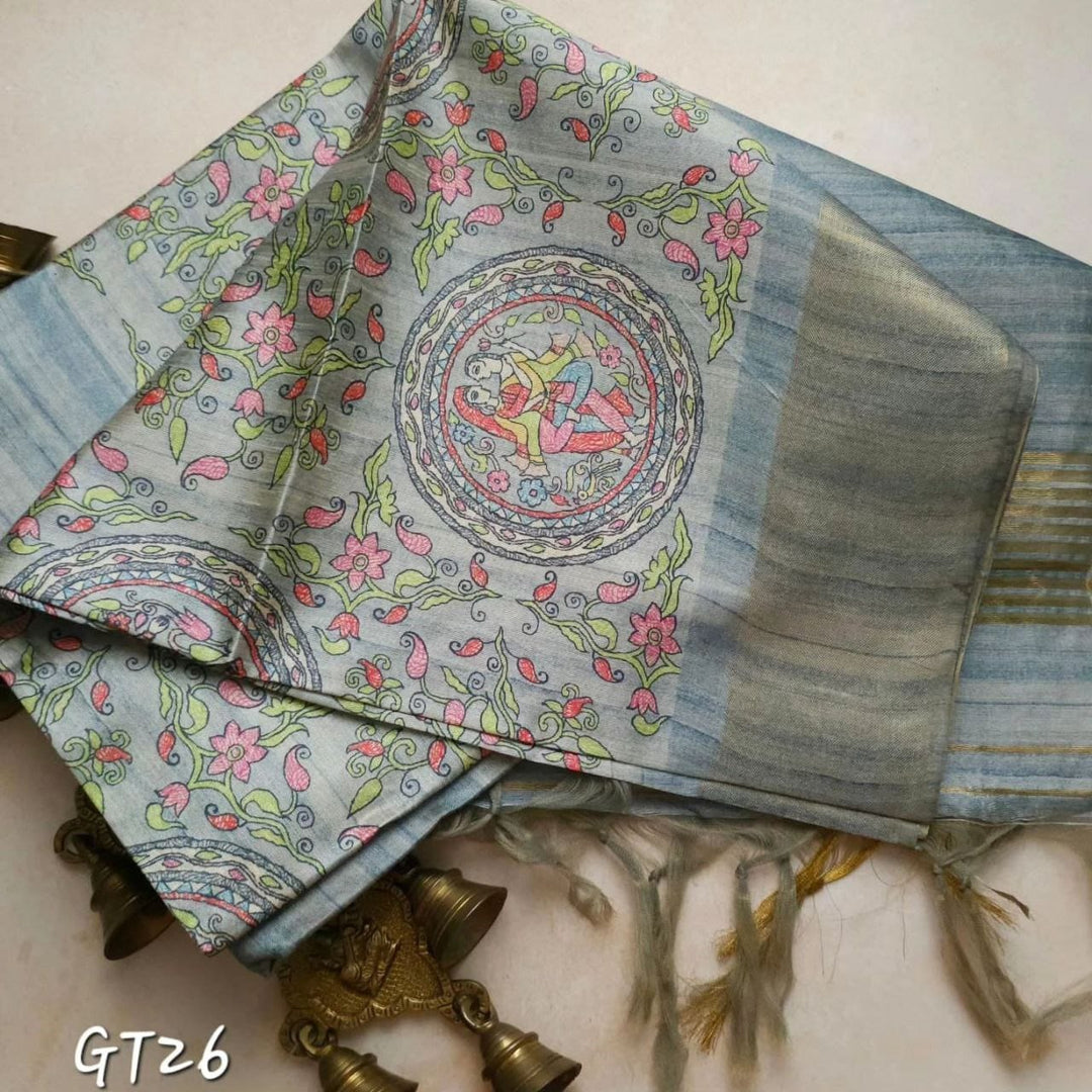 Premium Exclusive Pure zari border tusser silk