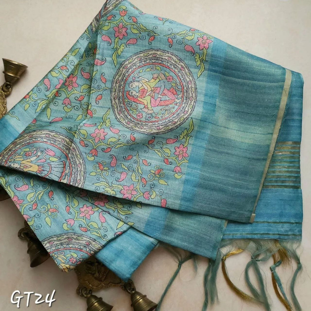Premium Exclusive Pure zari border tusser silk