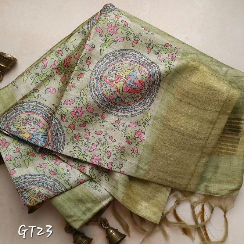 Premium Exclusive Pure zari border tusser silk