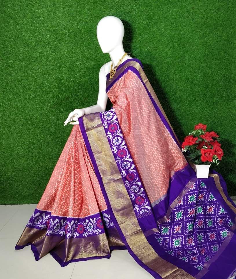 Vibrant Purple And Rani Fancy Soft Silk Saree With Traditional Pochampally Ikkat Motifs