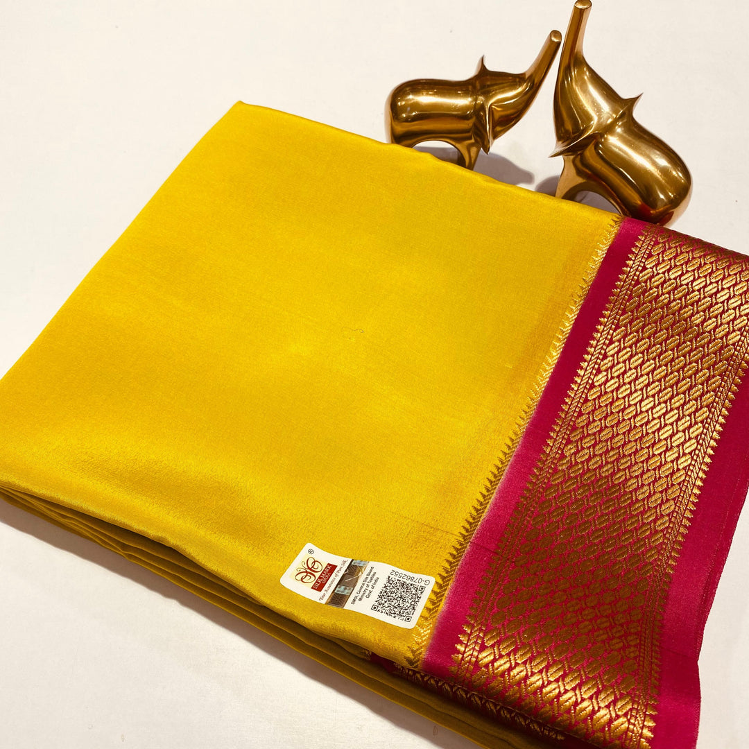 Regal Plain Style Traditional Pure Mysore Silk Saree With Zari Work
