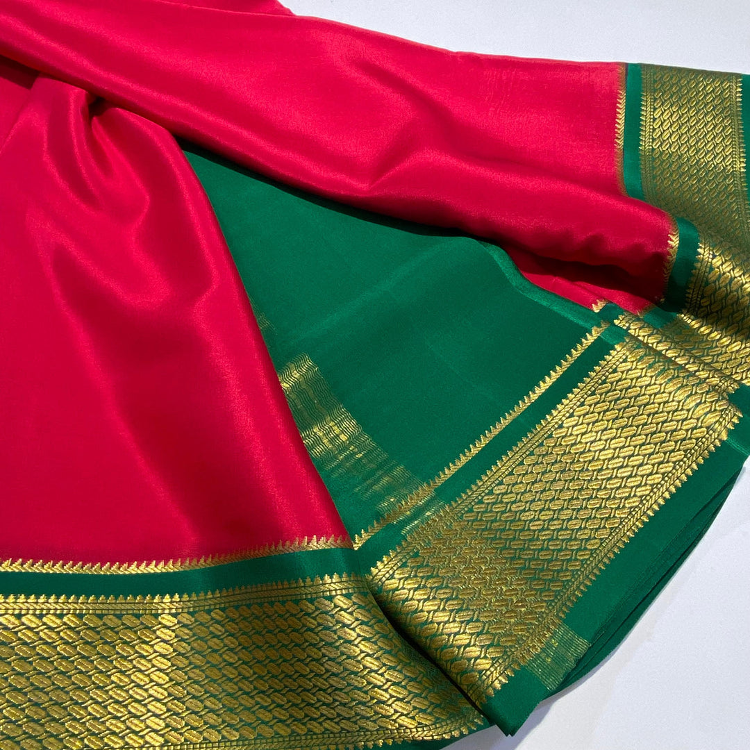 Traditional Pure Mysore Silk Saree With Rich Zari Woven Border