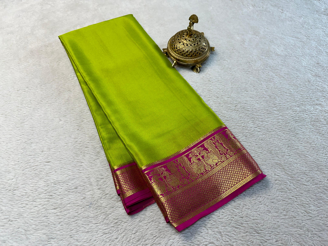 Luxury Pure Crepe Mysore Saree Classic Soft Silk With Intricate Zari Work