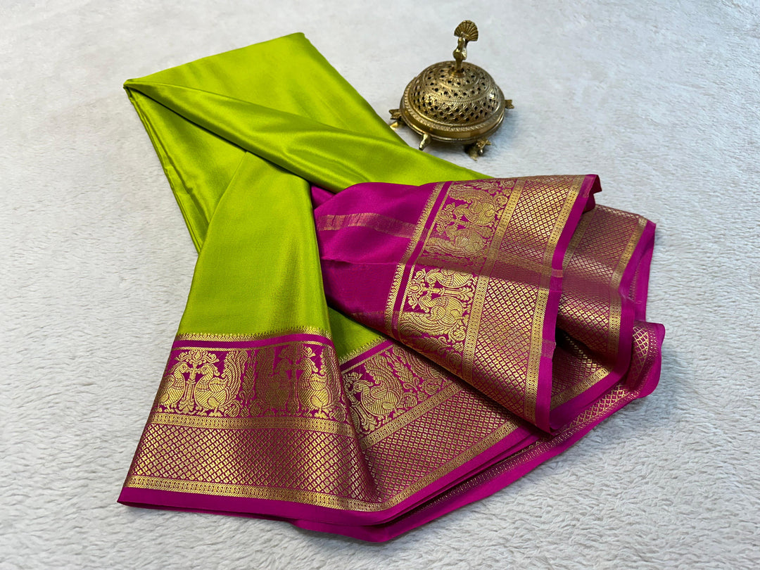 Luxury Pure Crepe Mysore Saree Classic Soft Silk With Intricate Zari Work