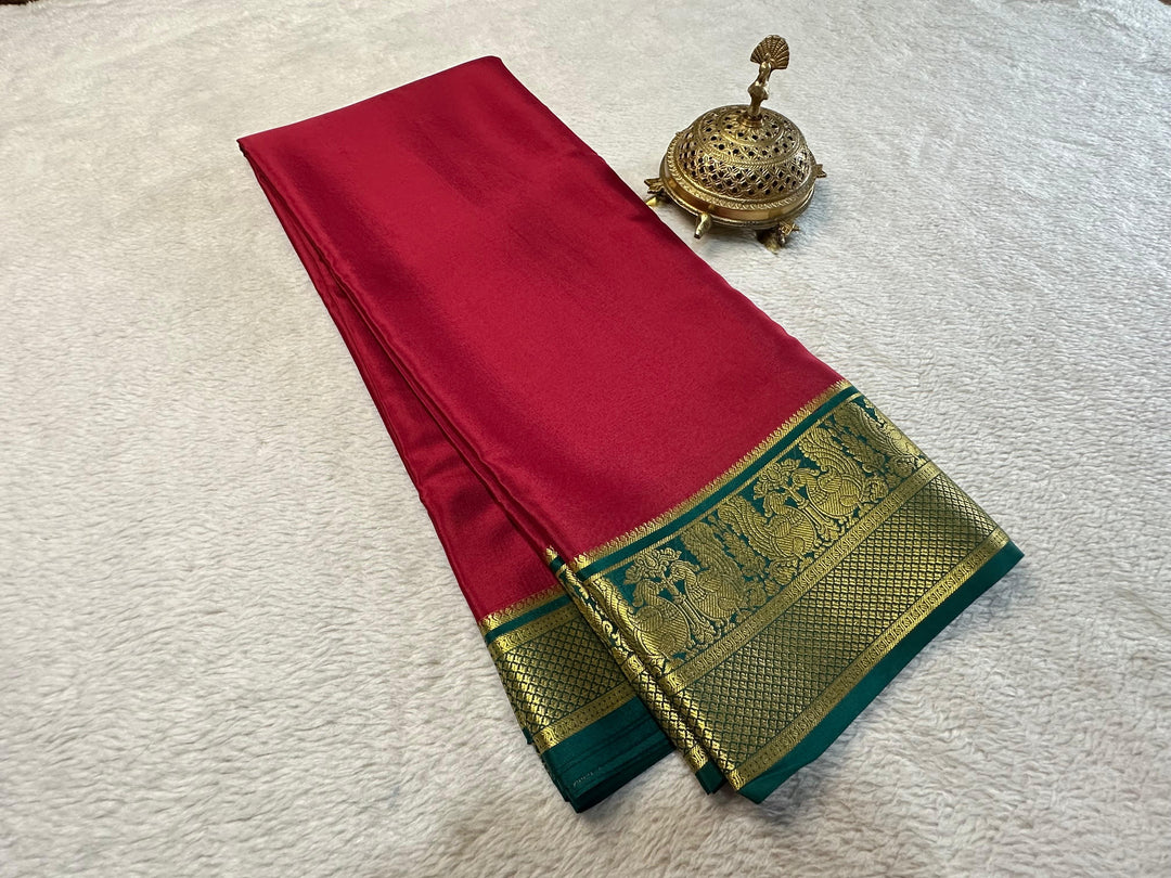 Pure Mysore Soft Silk Crepe Saree Heavy Zari Embroidery For Ethnic Wear