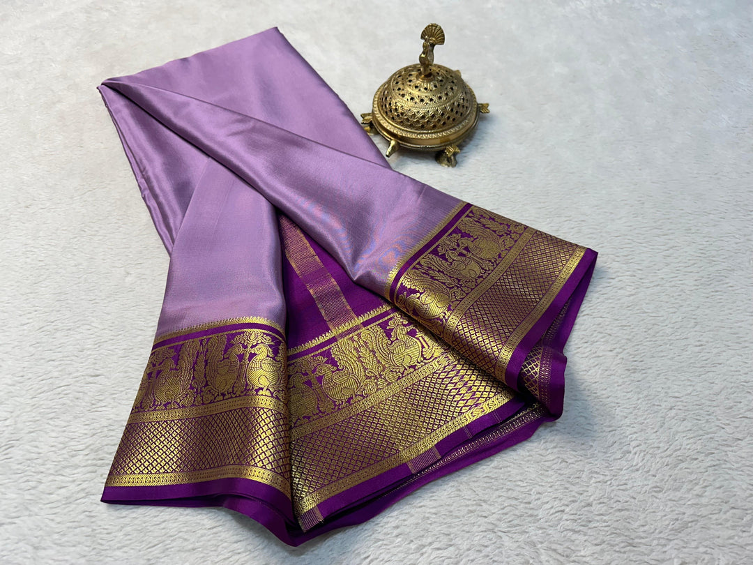 Elegant Pure Crepe Mysore Silk Saree With Rich Zari Work Traditional Style