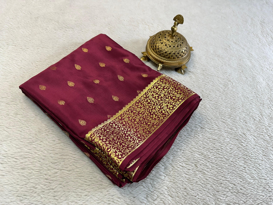 Luxurious Pure Brocade Silk Saree Heavy Zari Mysore Weave