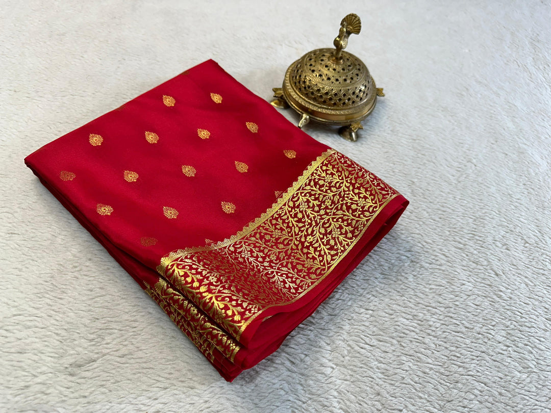 Opulent Traditional Pure Mysore Silk Saree Brocade And Zari Rich