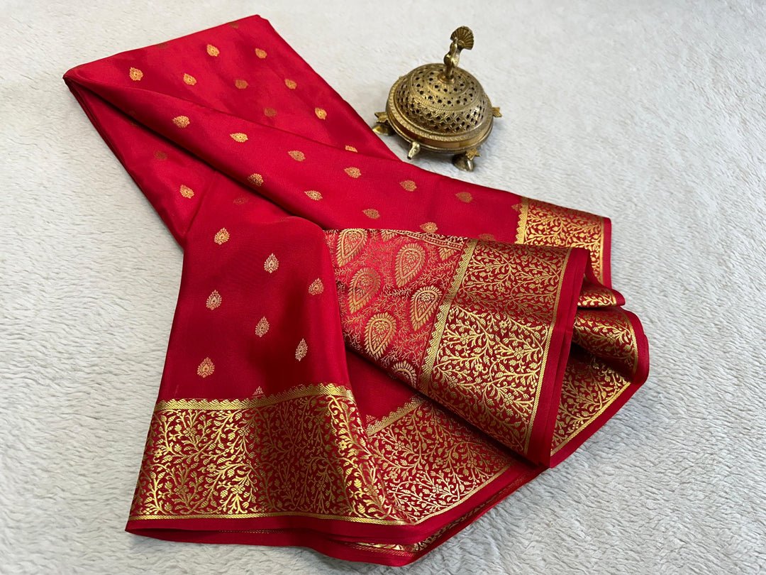 Opulent Traditional Pure Mysore Silk Saree Brocade And Zari Rich