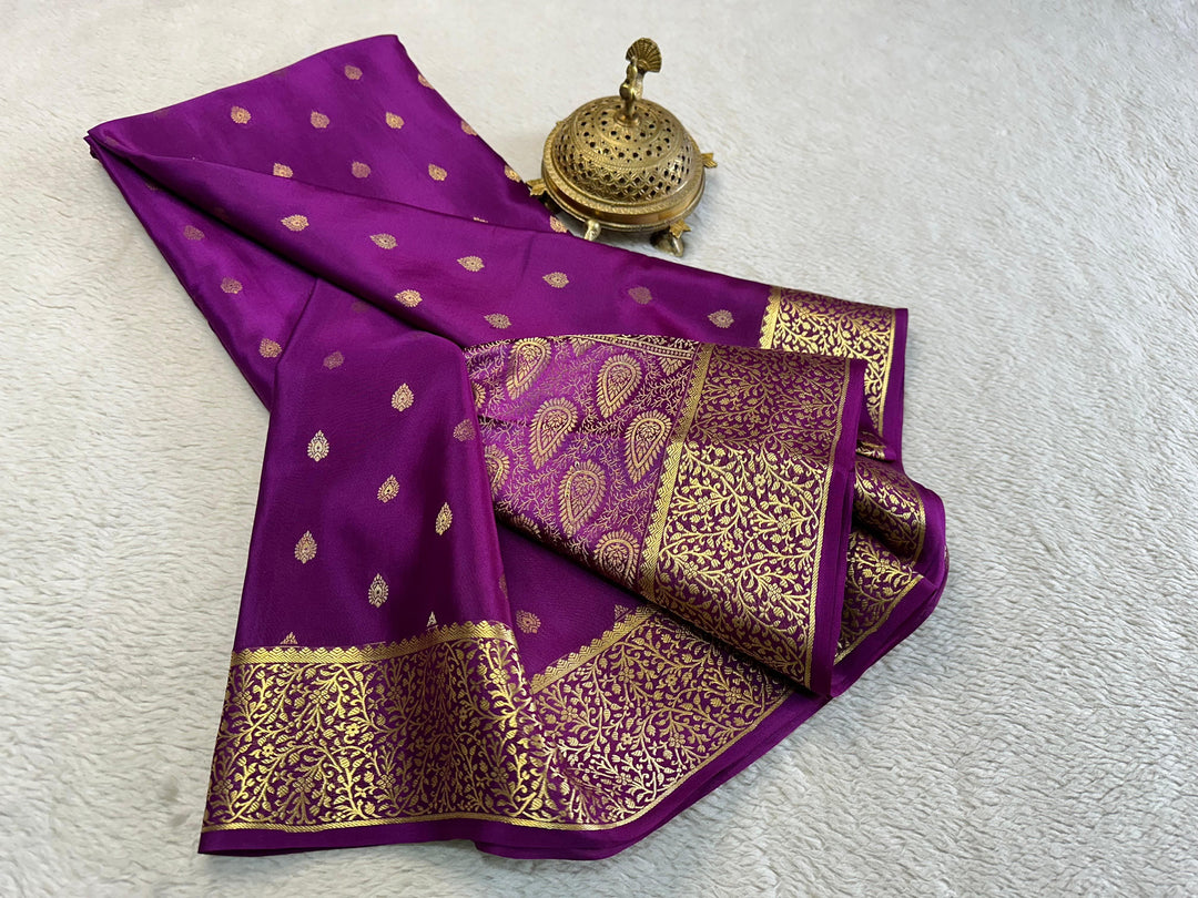 Traditional Brocade Mysore Soft Silk Saree Rich Zari Detailing