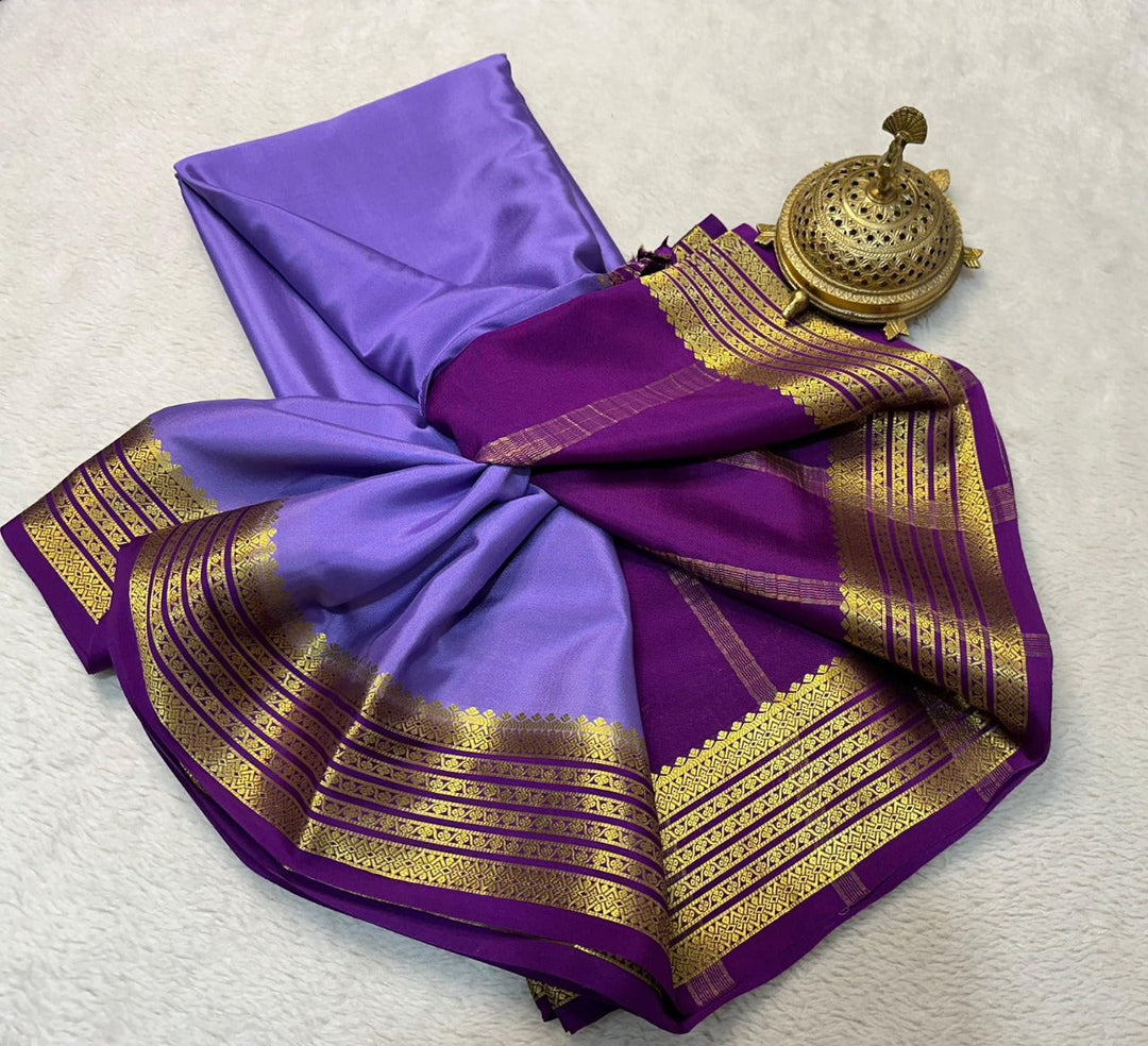 Heritage Purple Mysore Silk Saree Traditional Soft Drape