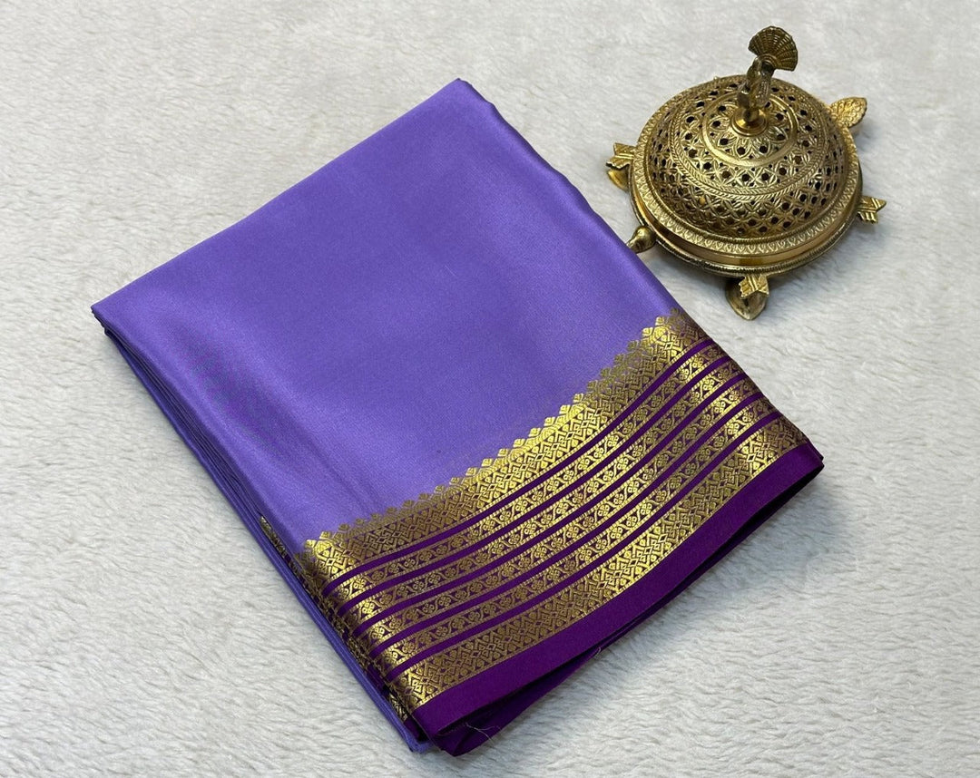 Heritage Purple Mysore Silk Saree Traditional Soft Drape