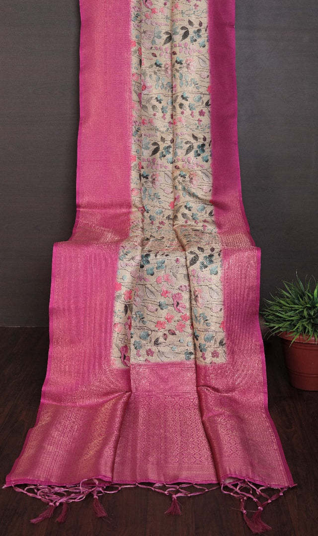 Designer Kanchi Ikkat Saree In Soft Silk Handloom Digital Print Style