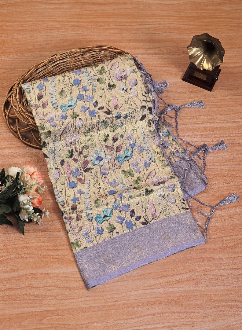 Classic Kanchi Ikkat Digital Printed Saree Soft Silk Traditional Weave