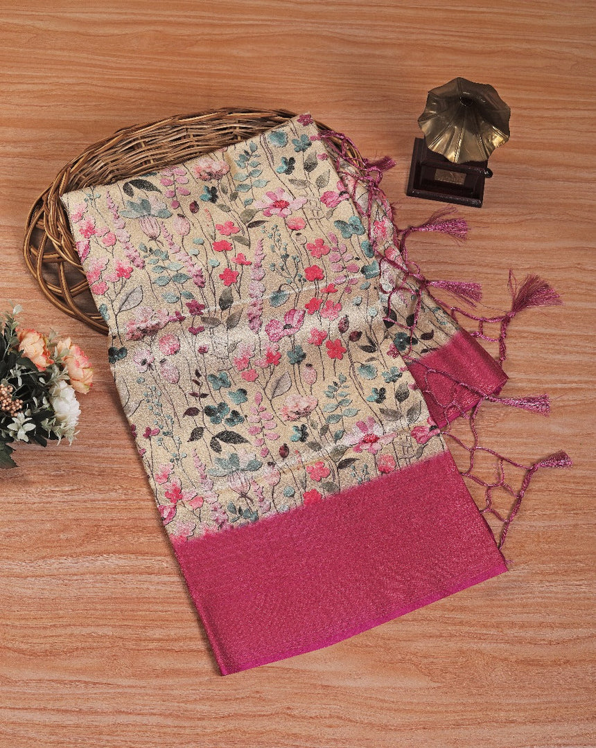 Designer Kanchi Ikkat Saree In Soft Silk Handloom Digital Print Style
