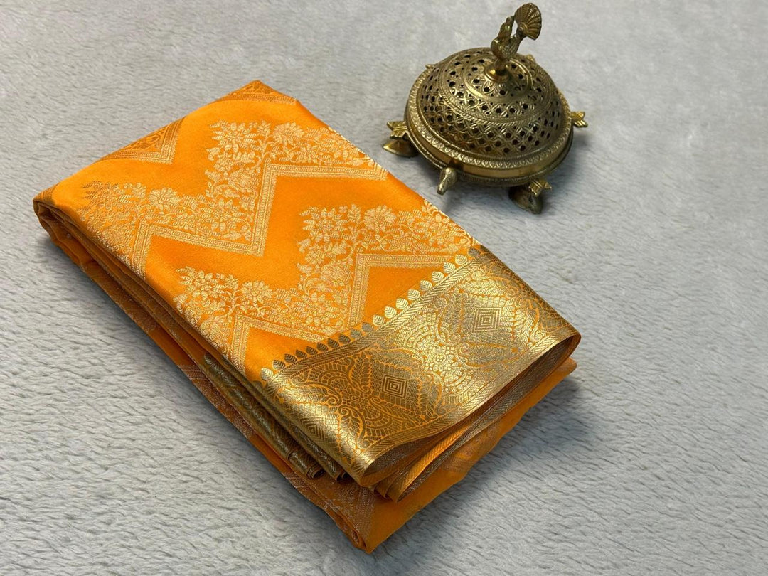 Traditional Wedding Saree Pure Mysore Silk And Zari Brocade
