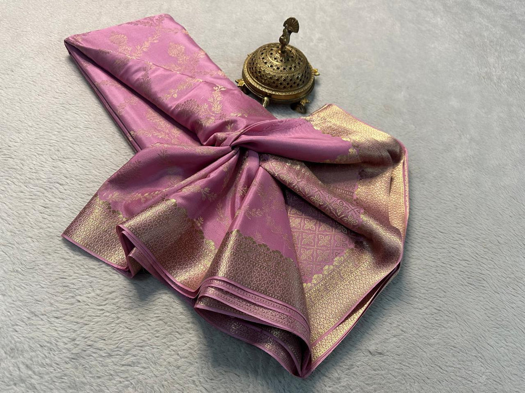 South Indian Mysore Silk Saree Soft Weave With Brocade Zari Work