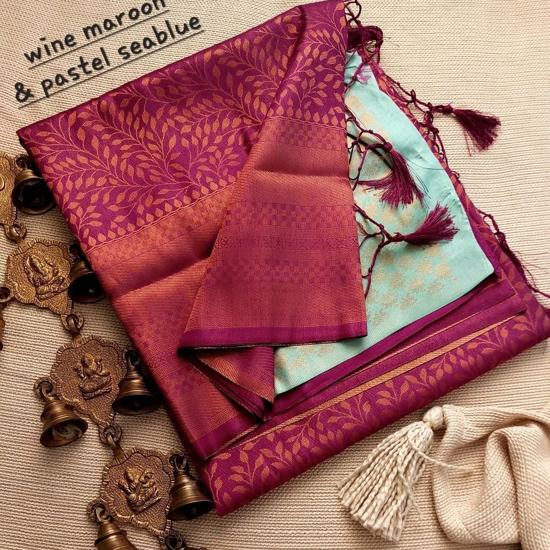 Festive Pink And Blue Silk Saree With Kubera Pattu Craft And Dual-Tone Pallu Elegance