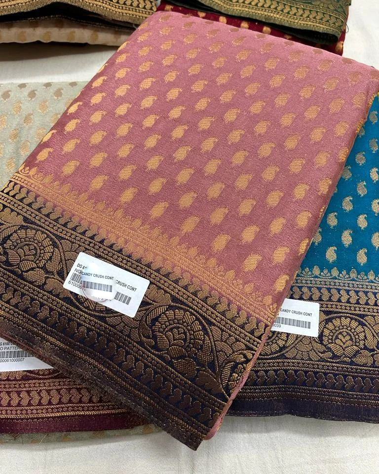 Elegant Light Blue Pure Georgette Silk Saree With Handloom Weaving Design