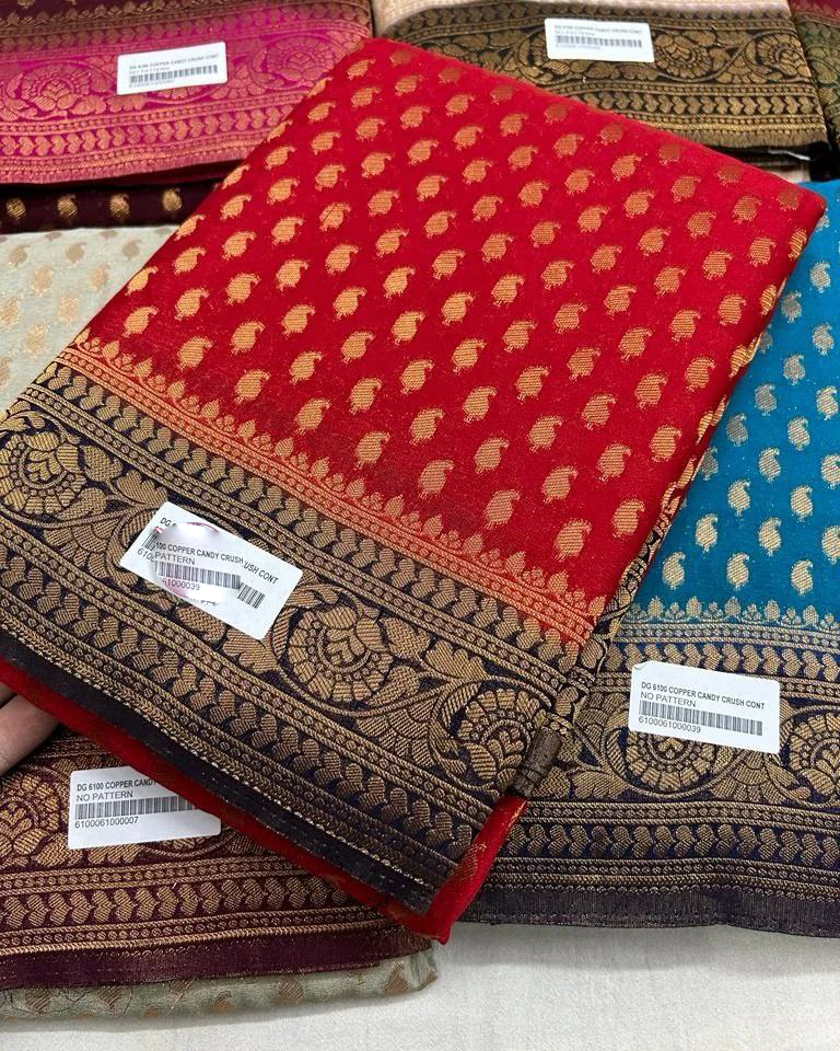 Elegant Light Blue Pure Georgette Silk Saree With Handloom Weaving Design