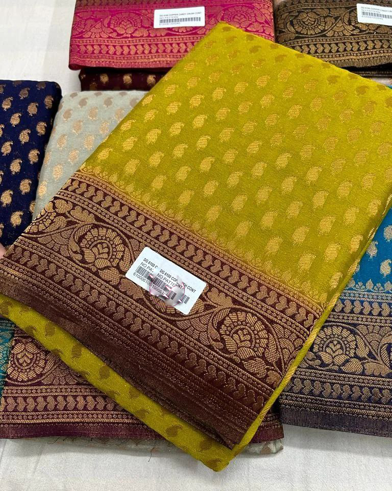 Elegant Light Blue Pure Georgette Silk Saree With Handloom Weaving Design