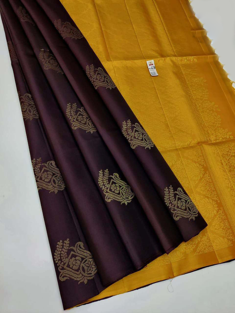 Timeless Brown Premium Quality Silk Saree Elegant Woven Borders
