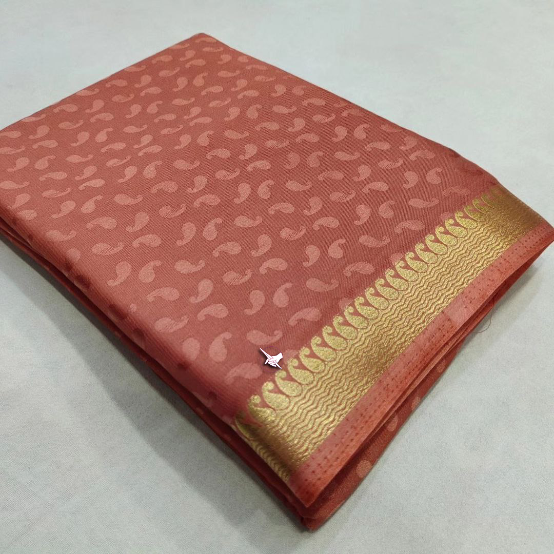 GORGEOUS Mysore silk sarees in beautiful zari border in Rose Gold colours! 😍