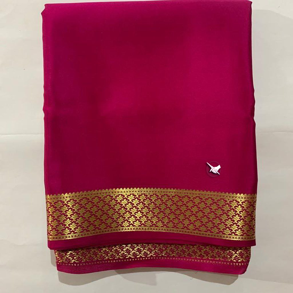 Minimalist Pure Mysore Crepe Silk Saree Light Pink With Subtle Border And Designer Blouse
