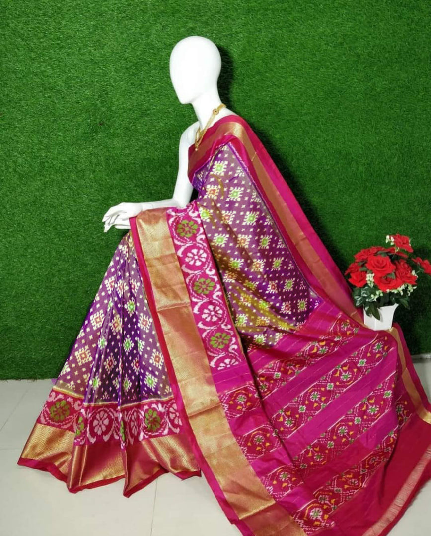 Contemporary Pochampalli Pattern Digital Print Saree In Soft Silk With Fancy Blouse