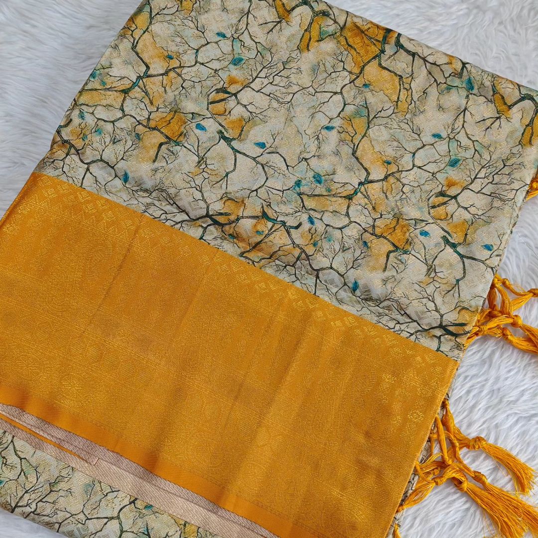 Ornate Digital Print Saree In Feather Soft Silk Fabric
