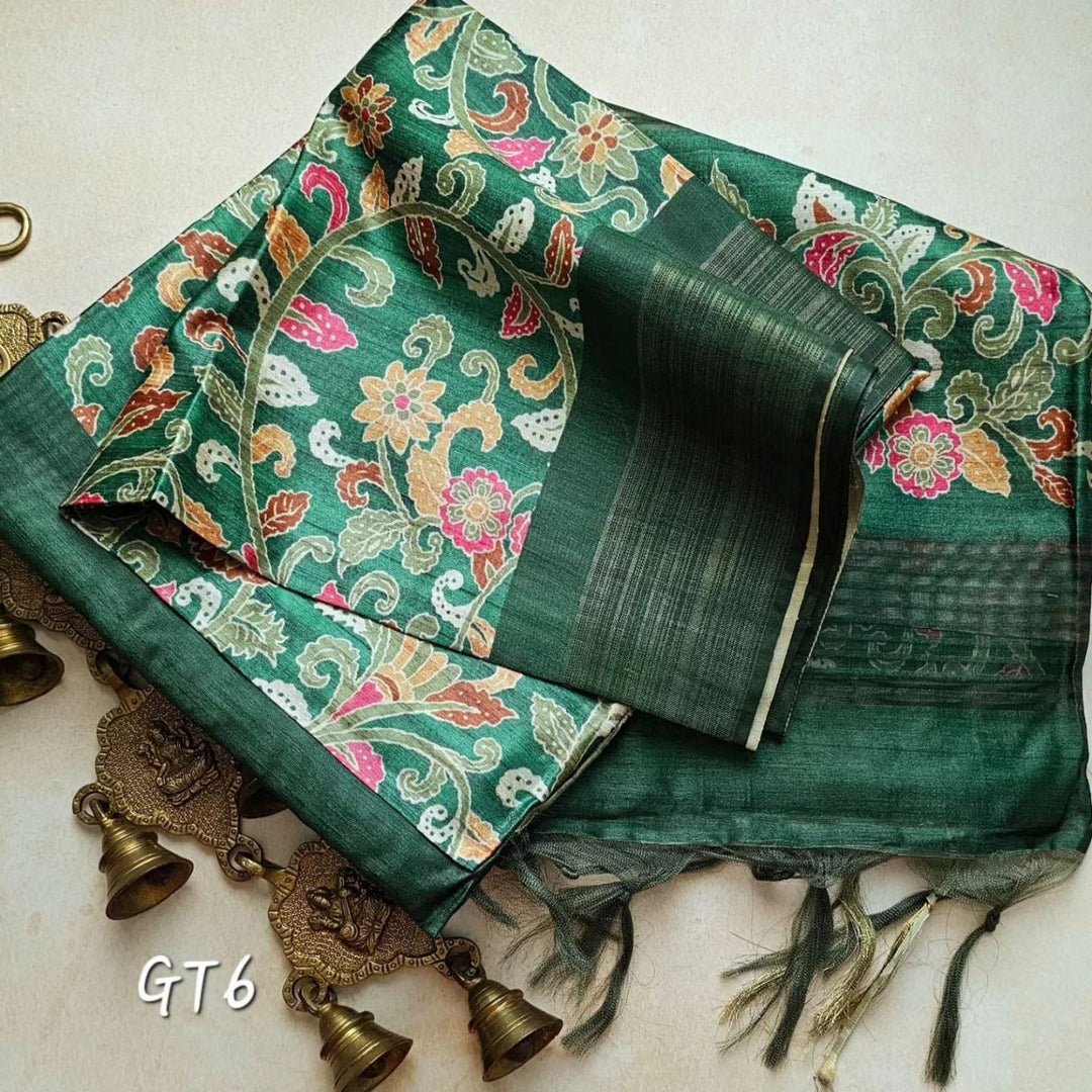 Designer Soft Silk Saree With Assam Pattu Weave And Kalamkari Detailing