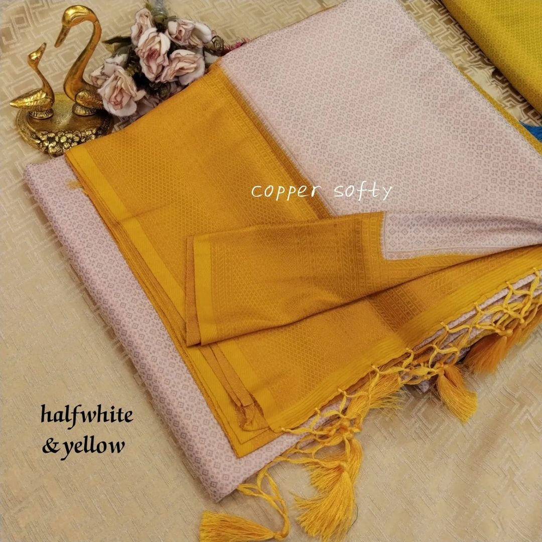 Majestic Yellow And Silver Kubera Pattu Soft Silk Saree With Elegant Digital Patterns
