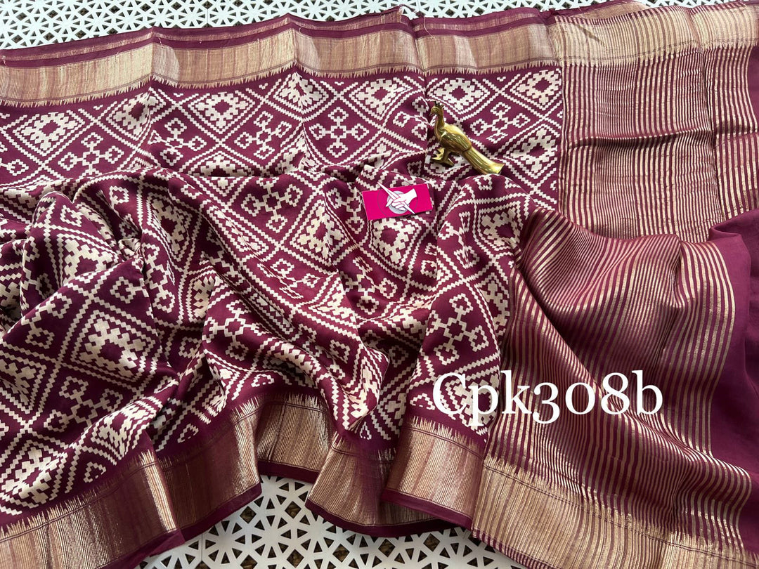 Traditional Wine Soft Tussar Silk Saree Handloom Woven With Digital Art And Zari Detailing