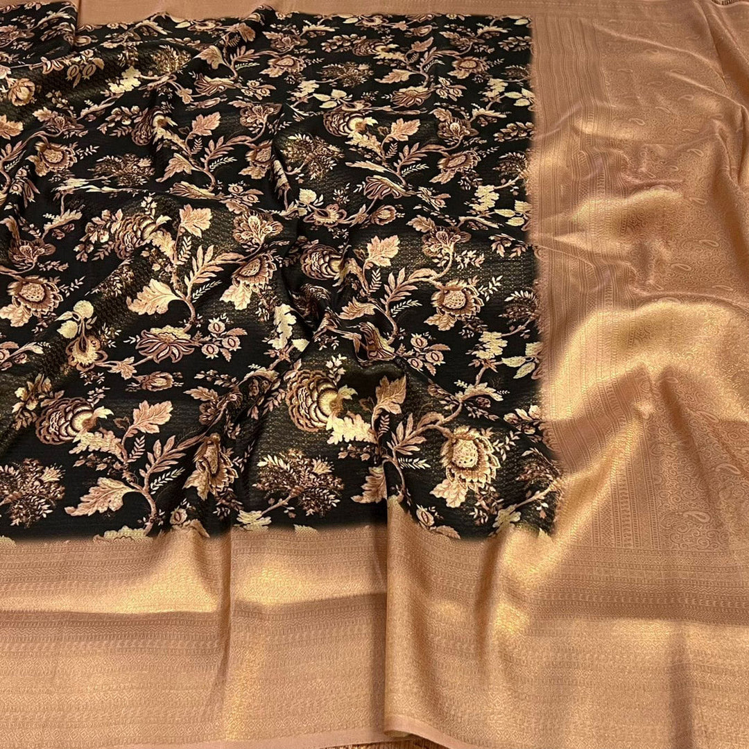 Radiant Black Soft Silk Designer Saree