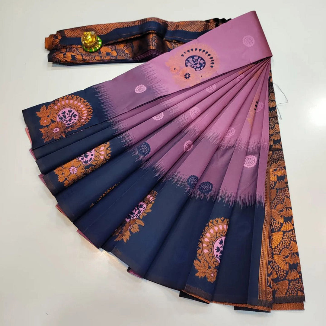 Captivating Lavender Kubera Silk Saree With 3D Weaving Elegance