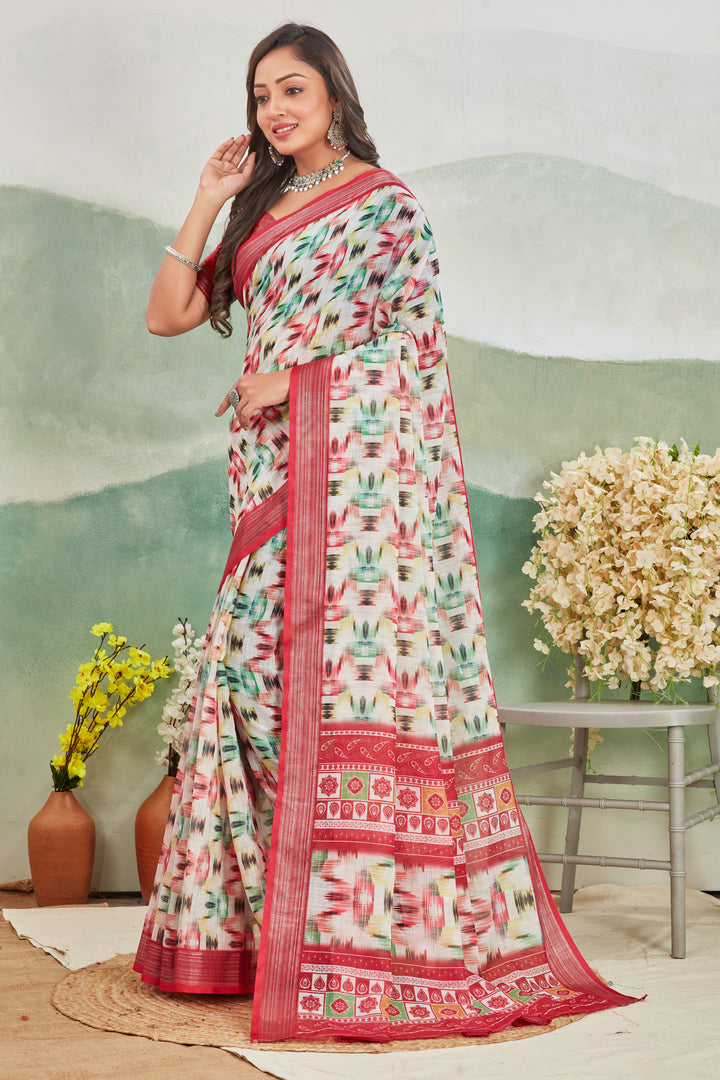 Pure Linen Saree For Every Occasion in off white colour