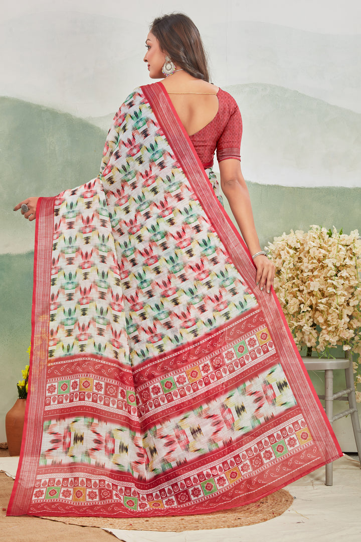 Pure Linen Saree For Every Occasion in off white colour