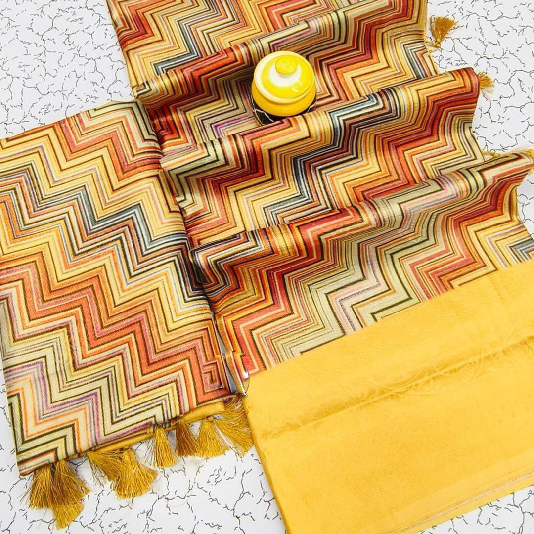 Timeless Multi Colour Digital Print Soft Silk Saree Elegant And Flowing