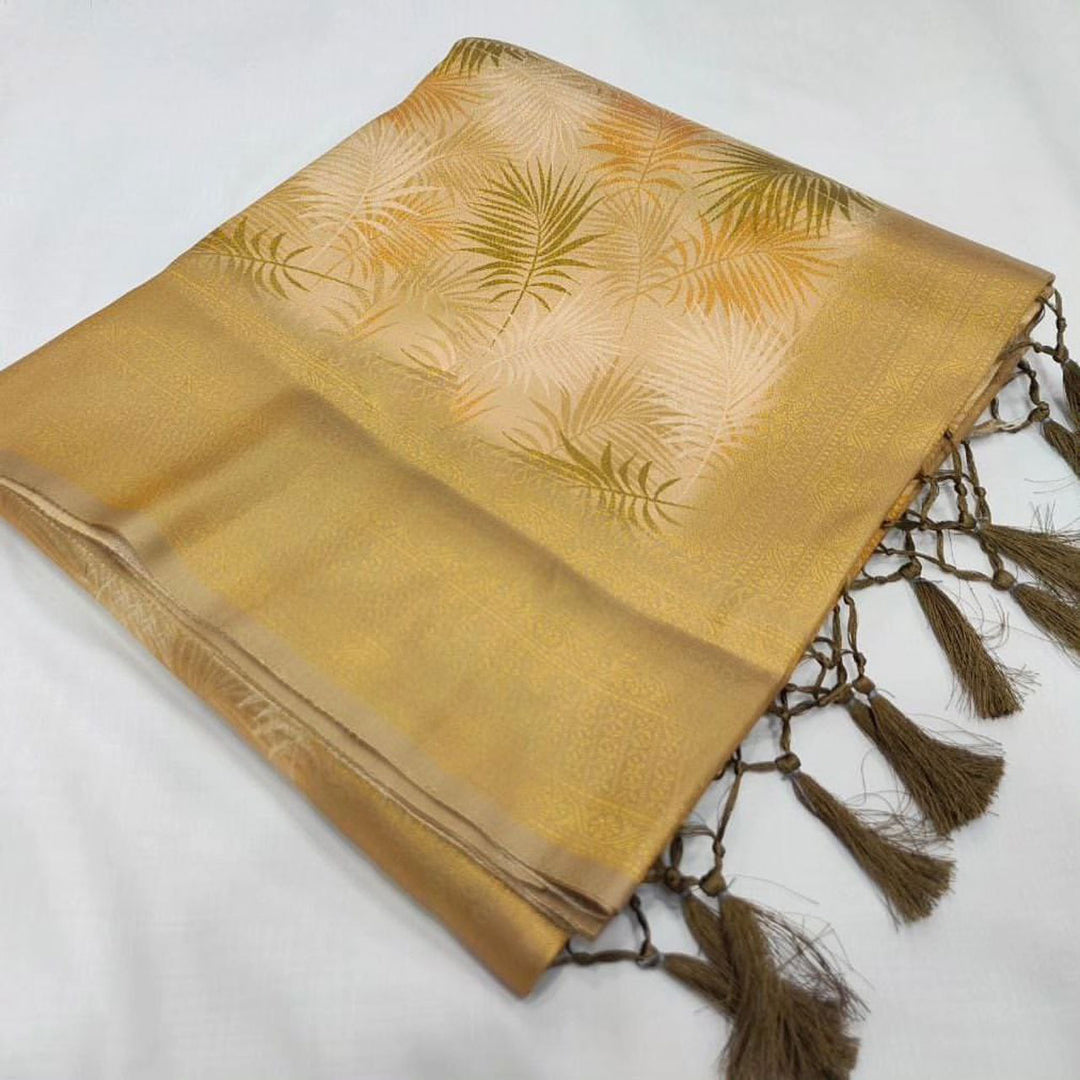 Soft Silks Cream Digital Print Saree