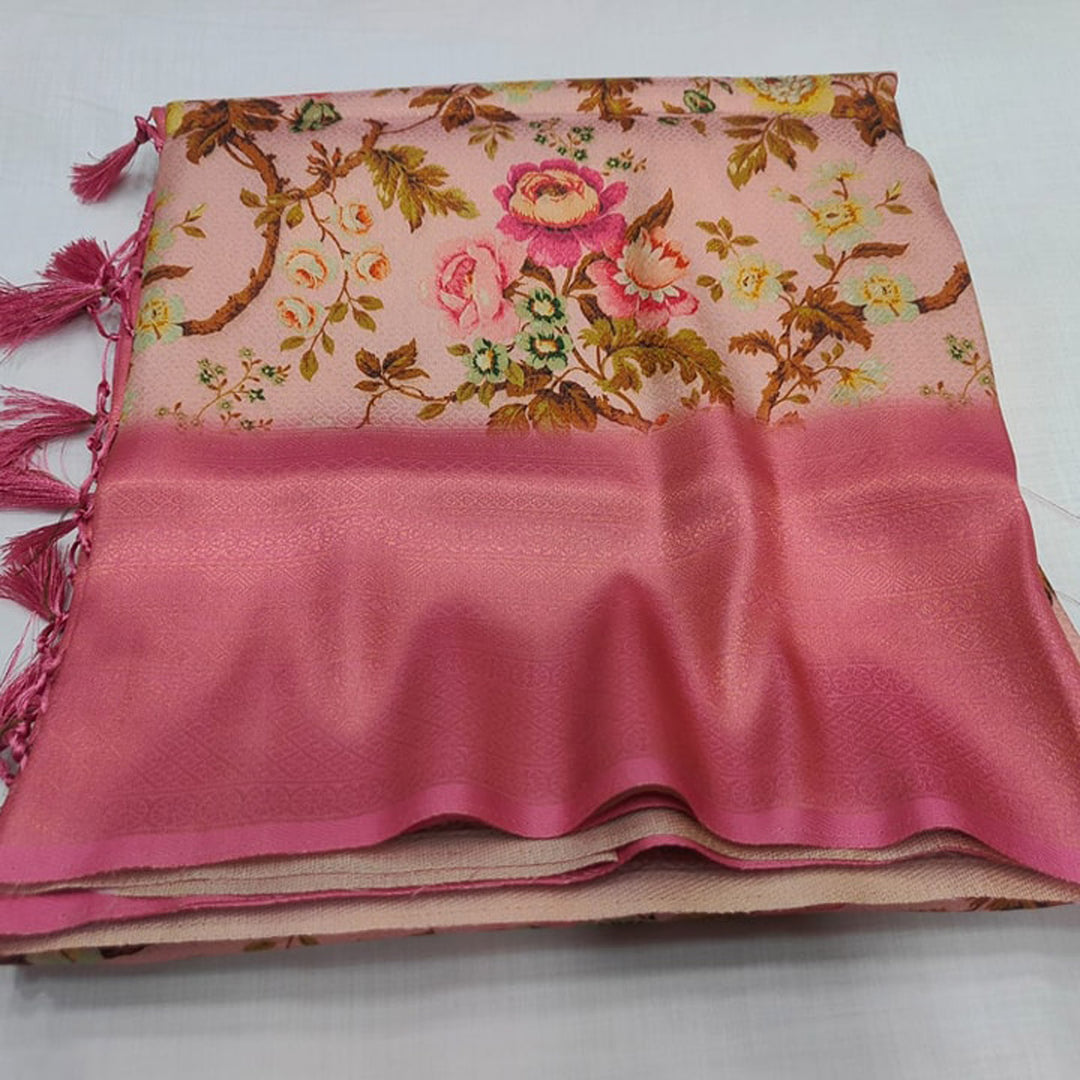 Pink Color Digital Printed Designer Soft Silk Saree