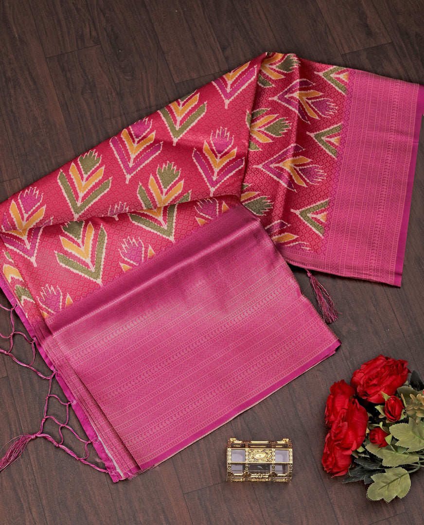 Kanchi Printed handloom Soft Silk Saree with blouse